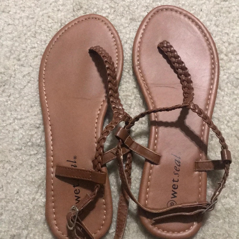 Brown Braided Sandals